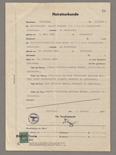 Heiratsurkunde olbernhau 1942 - heiratsurkunde,