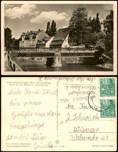 Ansichtskarte olbernhau partie - olbernhau,